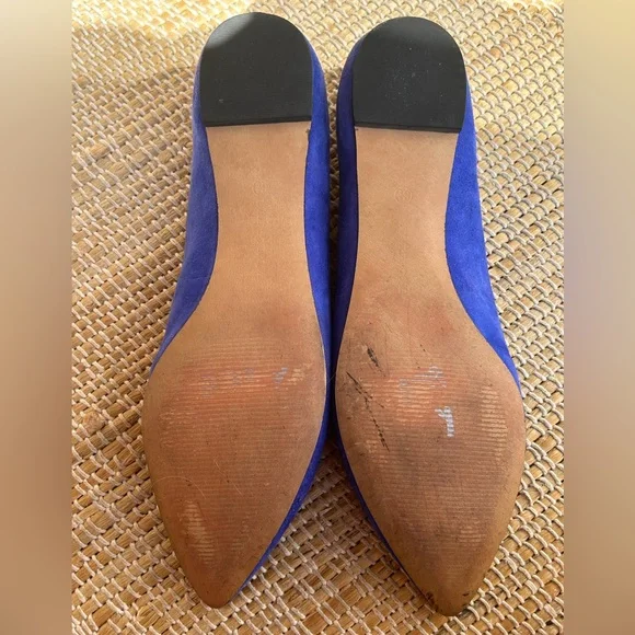 AUDREY BROOKE s8.5 blue suede flats Pointed toe Gently loved - Picture 6 of 7